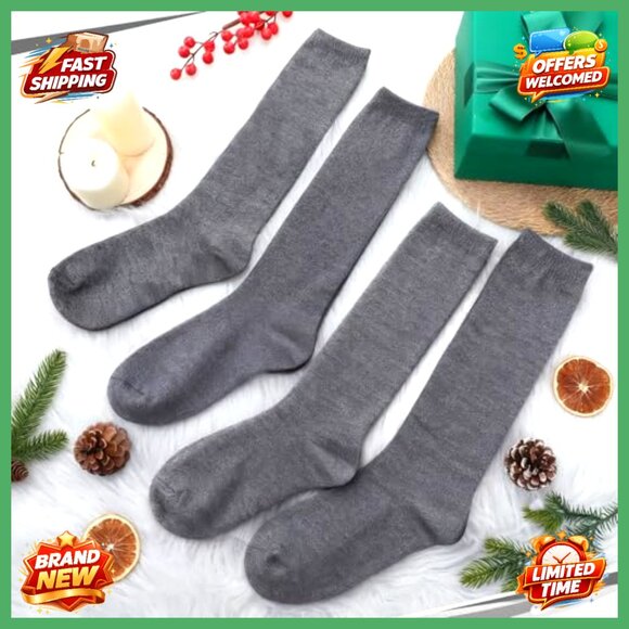 2 Pairs Alpaca Wool Socks, Thermal Winter Hiking Boot Socks, Moisture Wicking - Picture 2 of 7